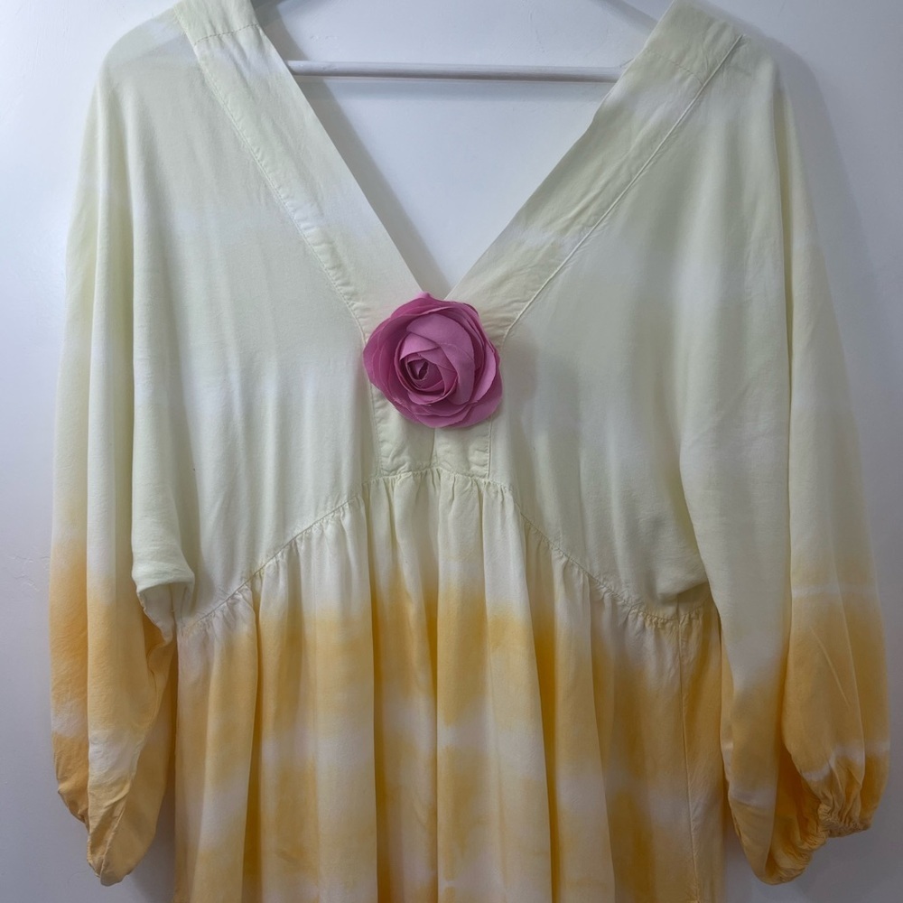 Anthropologie Tie-Dye Dress removable flower,  beach cover up sz M, romantic - Picture 6 of 7